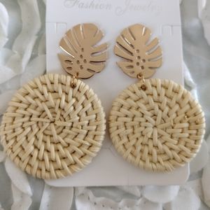 Boho rattan earrings